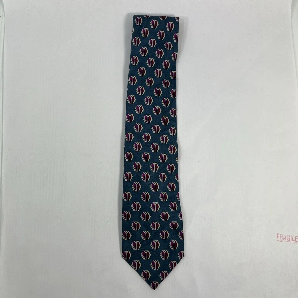 Stafford Mens Tie 3.75 in W x L 58 in Silk Green Silver Red Black